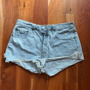 Levi's Blue Jean Shorts Distressed Cut-Off Hem